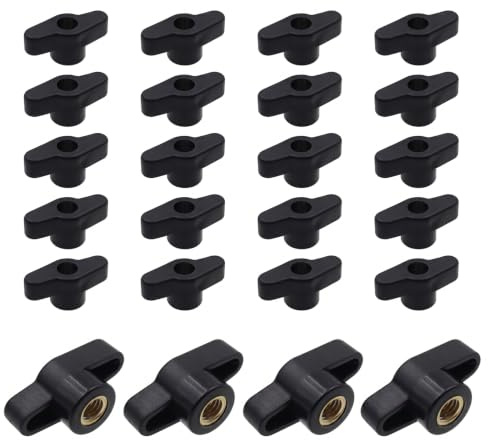 YAXIAO 24 Piezas Tuercas de Agarre Moleteada M8 Tuerca Perilla Industria | Tuercas de Mariposa M8 Perilla de Sujeción Cobre Negro para Equipos Mecánicos,Equipos Electrónicos,Proyectos de Bricolaje