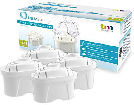 TM Electron Tmfil004 Pack de 4 a 8 Meses compatibles con Las jarras brita maxtra, 1 Cartucho de Filtro purifica de 100 a 200 litros de Agua, Plastic, 4 Unidades