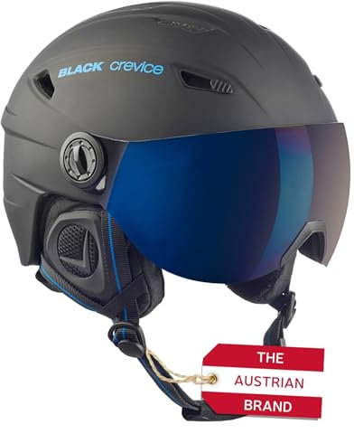 Black Crevice Erwachsene Skihelm Silvretta, mit Visier, schwarz/blau, S