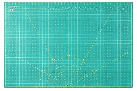 Snyderline® Schneidematte DIN A1 (60 x 90 cm) in grün - beidseitig nutzbar, selbstheilende Schneideunterlage, Bedruckt in cm & inch