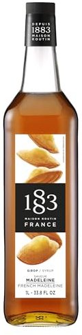 1883 Maison Routin Premium French Madeleine Syrup, 1 Litre Glass Bottle | Flavoured Syrup, For Coffee, Tea, Cocktails, Iced Drinks & Desserts, Made with Pure Cane Sugar, No Artificial Colours, Vegan