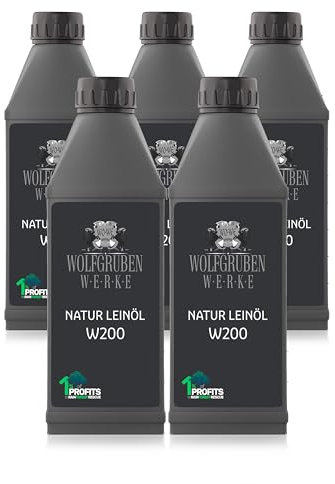 Huile de lin pure W200 première pression à froid pour le bois 5L (5x1L)