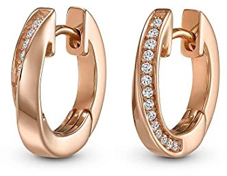 JETTE Damen-Creolen 925er Silber 28 Zirkonia One Size, Roségold 32010186