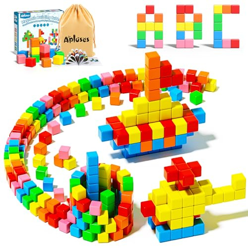 Apluses 42PCS Magnetic Blocks, Gifts for 3 4 5 6 Year Old, Magnet Building Blocks for Toddlers, Girls & Boys, Sensory - Montessori - Autism - Magnetic Toys for Kids Ages 3-5 4-8