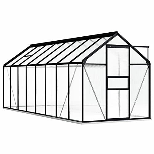 Kavolet Gewächshaus mit Fundamentrahmen, UV-beständig Garten Gewächshaus, Pflanzenhaus, Frühbeet, Garten Tomatenhaus, Anthrazit Aluminimum 9,31 m³ 190 x 490 x 132/202 cm