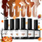 Modelones UV Nagellack 6 Farben Gel Nagellack UV Braun Orange Schokoliert Glitzer Soak Off Gel Polish für Maniküre Nageldesign Herbst Winter