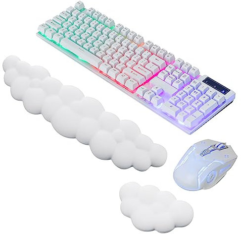 Smivyhp Cloud Handballenauflage Tastatur und Maus Set, Wolke Tastatur Handballenauflage, Memory-Schaum Handballenauflage für Computer Laptop Arbeit