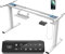 JUMMICO Dual-Motor Tischgestell Höhenverstellbar mit USB-Buchse und Kabelwanne, Elektrisch Höhenverstellbarer Schreibtisch Gestell mit Rollen (Weiß)