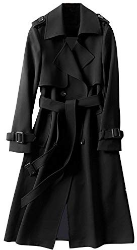 Lång damkappa med bälte, elegant, knälång trenchcoat med fickor, vindtät vinterrock, övergångskappa, trendig vindjacka