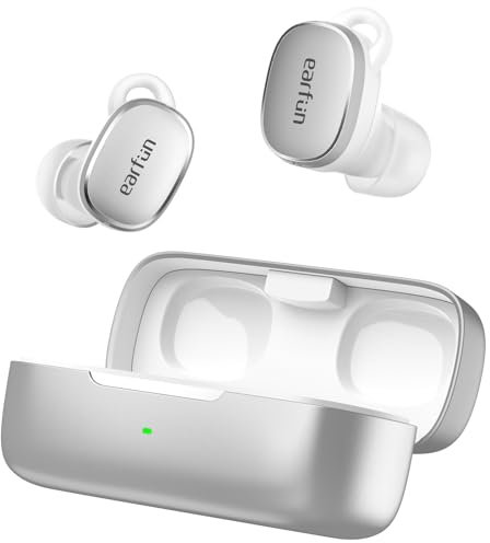 EarFun Free Pro 3 In Ear - Auriculares Bluetooth con cancelación de ruido, audio Hi-Fi, sonido Snapdragon, aptX Adaptive, 6 micrófonos HD llamadas, multipunto, batería 33H, carga inalámbrica, EQ