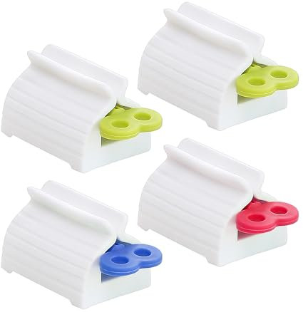 Ensemble De 4 Pièces De Presse-Dentifrice, Presse-Rouleau De Dentifrice, Distributeur De Dentifrice, Presse-Tube, Presse-Dentifrice, Porte-Dentifrice, Porte-Dentifrice (Vert, Bleu, Rouge)