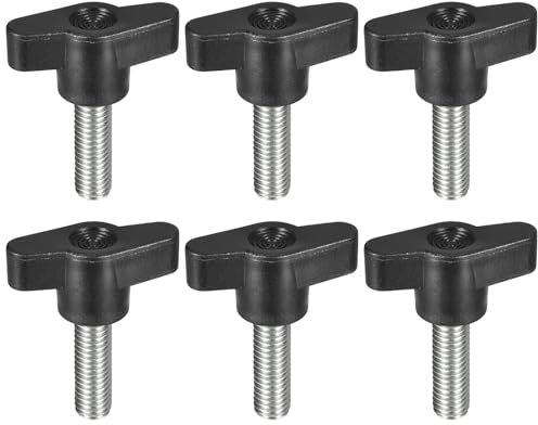 QUARKZMAN 6pz Manopola a Vite di Serraggio, M8 x 25mm Maniglia per Viti a Testa Zigrinata a Forma di T in Acciaio al Carbonio per Sostituzione Rapida Viti con Impugnatura a T Mano