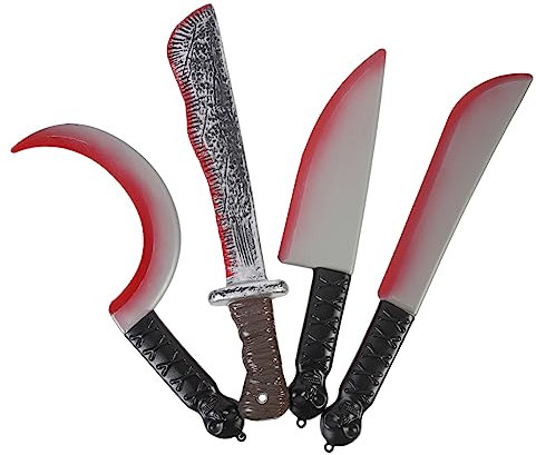 BESTonZON 4 Pièces Accessoires de de Sang Jouet dhalloween Faux saignement réaliste Halloween Decoration décoration Halloween décorations d'halloween Décorer Faux Couteaux Plastique
