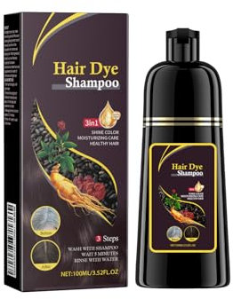 Shampoo per capelli 3 in 1, colore marrone scuro, shampoo istantaneo, ingredienti naturali, colore per capelli, unisex, ingredienti semipermanente (marrone naturale 100 ml)