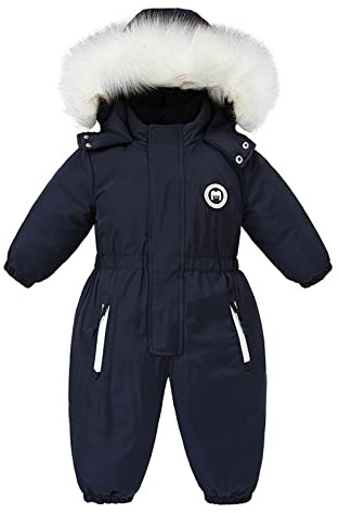 Combinaison de Ski Enfant Garçon à Capuche Imperméables Coupe-Vent Vêtements de Ski Fille Chaude Combinaisons de Neige Hiver Salopettes Veste Snowsuit Jumpsuit de Sports Coupe-Vent Garçon 2-5 Ans