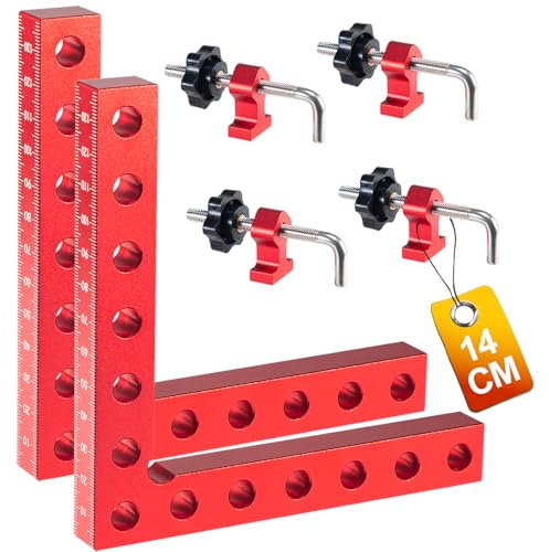 90 Grad Positionierwinkel,2 Stück 14cm/5,5 Zoll Rechtwinklige Klemmen aus Aluminiumlegierung,Messwinkel Rechtwinklige Klemme Zimmermannswerkzeug Type Eckklemme für Boxen,Heimwerken, Holzbearbeitung