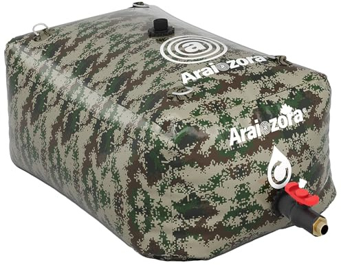 Araiozora Foldable Water Bladder Tank,Camouflage 60 Gal/240L Portable Large Capacity Soft Water Bag Storage Container