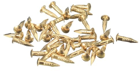 QUARKZMAN 70pcs Petits Clous en Laiton à Tête Ronde 2x10mm(DxL) Laiton | Mini Clous Bois Minuscules Quincaillerie de Finition pour Projets Bricolage en Bois Boîtes Accessoires Ménagers Mur Meubles
