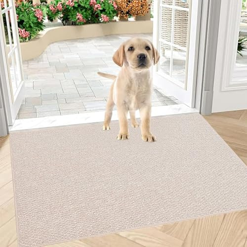 Smutsfångande matta inomhus 60 x 90 cm, halkfri dörrmatta utomhus och inomhus, tvättbar ren dörrmatta dörrmatta, vattentät entrématta, absorberande golvmatta för entré, ytterdörr (beige, 50 x 80 cm)
