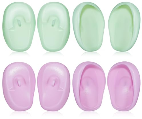 Silicone Cache-oreilles 4 Paires, pour Coloration des Cheveux | Souple et Antidérapant, Usage Salon et Routine Capillaire, Lot Pratique pour Protection des Oreilles