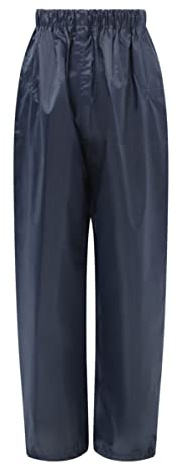 Kids Waterproof Rain Over Trousers Childrens Childs Boys and Girls Rainwear (11-12 Years, Navy Blue)