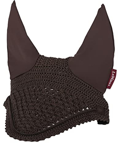 LeMieux Vogue Fly Hood in Brown with Close Knit Crochet - High Density Ear Fabric - Comfortable Fit Sport Horse Wear - Large