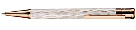 Otto Hutt design 04 Bleistift 002-16461 – Bleistift mit hochwertiger Roségold Beschichtung und Wellen Guillochierung in der Farbe Weiß-Roségold – Mit 0,7-Millimeter-Minen und Radiergummi