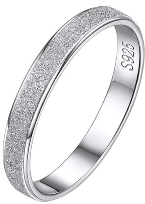 ChicSilver Sterling Silver Rings 3MM Thin Bands Wedding Engagement Ring Stackable 925 Silver Midi Ring for Women Size S