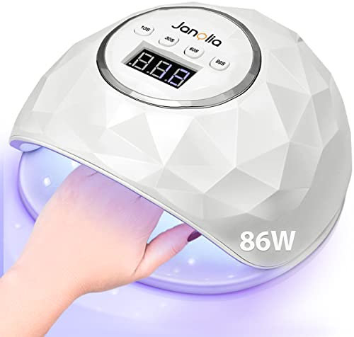 Janolia Nageltrockner Nagellampe 86W UV LED Lampe für Nägel mit Sensor LCD Display für Gelnägel Professionelle Nagel lampe für Fingernagel/Zehennagel Nageldesign mit 4 Timer Geeignet für alle Gel