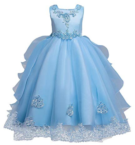Odizli Vestidos de flores para niñas, vestido de noche, sin mangas, con perlas, lazo, princesa, vestido de tul, para bodas, damas de honor, primera comunión, cumpleaños, fiesta, largo, baile de