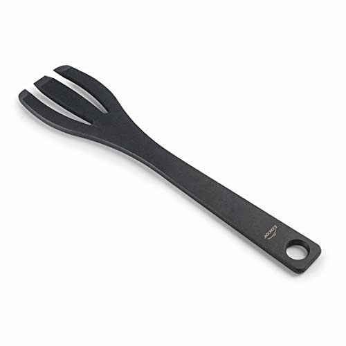 Lacor - 68269 - Forcella Forata Nera, Manico Lungo, Fibra di Legno, Naturale, Ecologico, Foro sospeso, Lavabile in Lavastoviglie, 29,5 cm, Nero