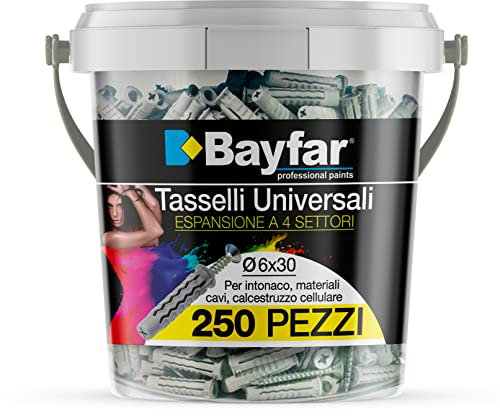 Tasselli universali da 6 mm con viti confezione da 250