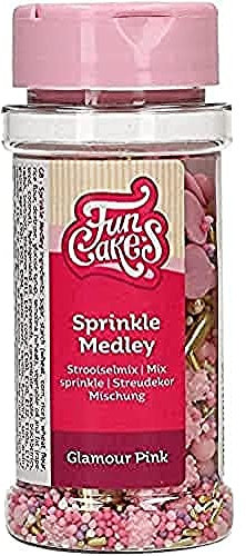 FunCakes Sprinkle Medley Glamour Rosa: Zuckerstreusel, großartiger Geschmack, perfekt zum Dekorieren von Kuchen, Sprinkle Mix. 65 g.