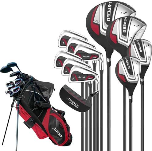 Jaf Komplette Golfschläger-Sets für Herren, 12-teilig, inklusive Golffahrer #3 Fairway-Hölzer, 4 & #5 Hybrid, 6-9 Eisen, Pitching & Sandkeil, Putter und Golfständertasche