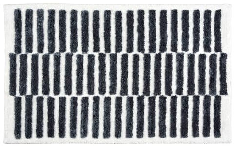 Schöner Wohnen Kollektion Badezimmerteppich weiß Linien 67x110 cm – Badematte rutschfest - Badteppich waschbar – Badvorleger Trockner geeignet – Duschvorleger Badezimmer