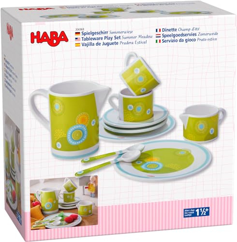 HABA Vaisselle de Poupée Été, 8 Pièces, Mélamine, pour Enfants dès 3 Ans
