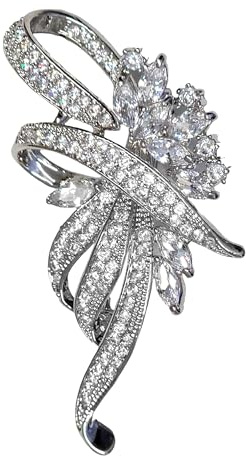 GFM Brosche im Vintage-Stil mit glitzernden Diamanten, klein, Metall, Kristall