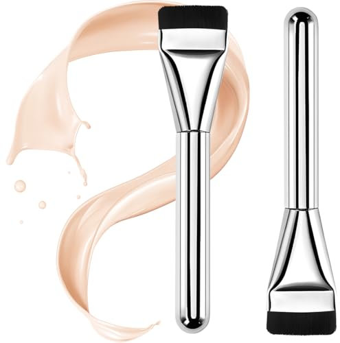 MKVZIYE 2pcs Pennello per fondotinta, correttore per fondotinta, pennello per fondotinta, pennello per cipria per fondazione liquida da donna, pennello piatto
