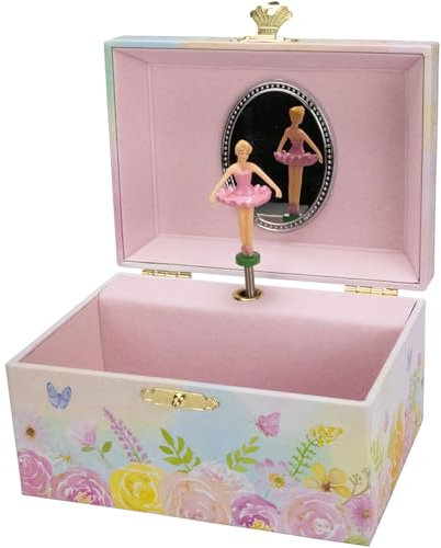 GICO Portagioie Ballerina per ragazze, carillon con musica, statuetta girevole e specchio, regalo di compleanno per ragazze, portagioie per bambini, 15 x 13 x 9 cm – 92072