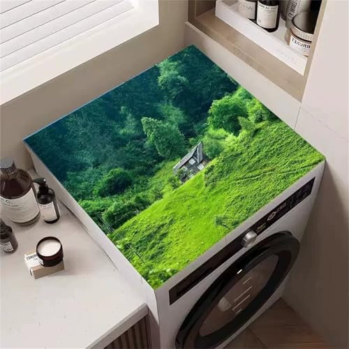 Highdi Paysage 3D Housse de Protection pour Machine à Laver Top,Coussin de Machine à Laver Antidérapant Housse de Machine à Laver pour Machine à Laver Ou Sèche-Linge (Paysage 2,65x65cm)