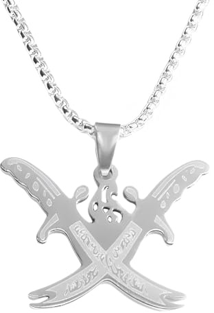 ZZHYGM Muslim Knife 925 Sterling Silver Men Amulet Islamic Pendant A Dagger Master Sword Necklace for Women