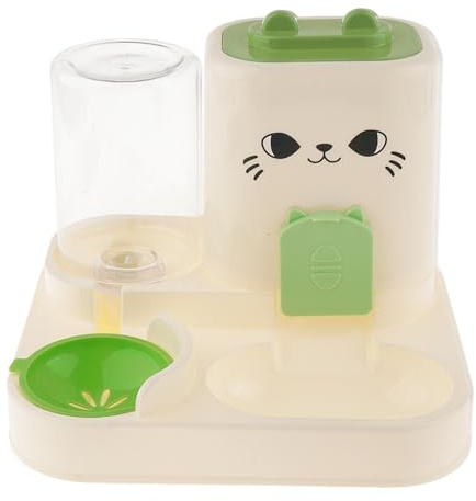 Fonowx Distributeur Automatique de Croquettes et d'eau pour Chats Chiens en PP Facile à Remplir et Nettoyer Capacité 1800ML Nourriture 800ML Eau Conception, Vert