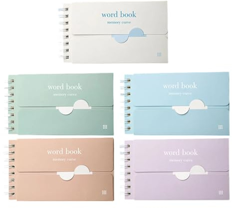 YUPEIUKLI Lot de 5 cahiers de vocabulaire Portables avec méthodes d'apprentissage et système d'auto-évaluation pour Un Apprentissage Efficace