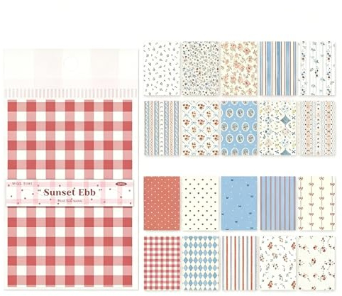 30 feuilles de papier pour scrapbooking, papier décoratif rétro de style campagnard de 14 x 21 cm, 10 styles différents de motifs à carreaux et floraux pour le bricolage, le scrapbooking, le journal d