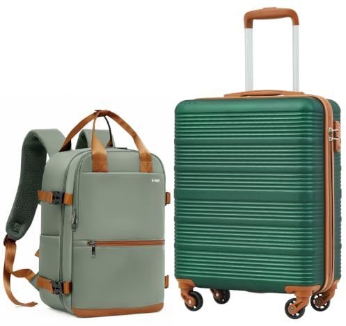 COOLIFE Cabin Suitcase 55x40x20cm for Easyjet, Cabin Backpack 40x30x20cm | Hand Luggage Suitcase for Short Travel, Lightweight ABC+PC, TSA Lock, YKK Zipper, Telescopic Handle, 4x360° Spinner Wheels