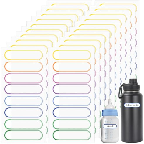 Dplolng 160 Pcs Waterproof Name Stickers for Water Bottles,Self-Laminating Self-Adhesive Write-On Labels for Travel Size Bottles Sippy Cups Dishwasher Safe Stickers for Daycare School Supplies