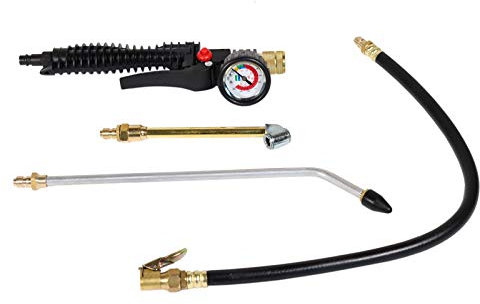 WELDINGER profi Druckluft Reifenfüllerset 3-teilig mit Schlauch Manometer Tankstellenstecker Ausblaslanze