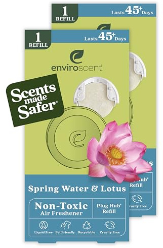 Enviroscent Non-Toxic Air Freshener Paper Refills - Compatible with Enviroscent Plug Hub® Warmer Kit - Home Fragrance Lasts Up to 90 Days - Spring Water & Lotus Scent (Pack of 2)