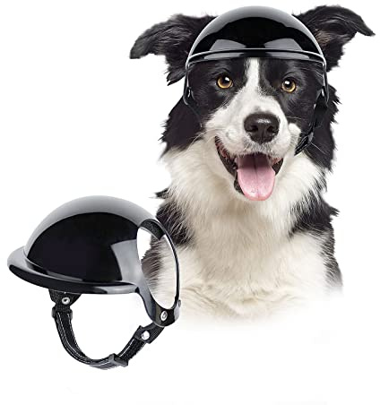 NAMSAN Casque de Chien Protection de la Tête Casque pour Animaux de Compagnie avec Trou d'oreille Tenue de Moto pour la Randonnée, Le Cyclisme, la Conduite