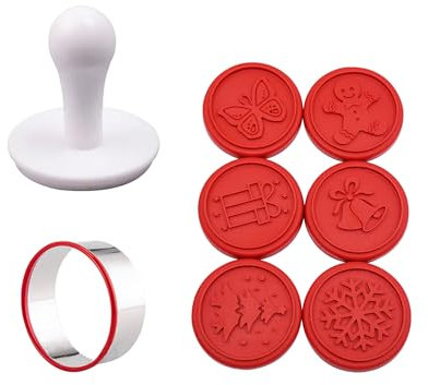 Keksstempel Weihnachten Set Ausstechförmchen Set - 6 Stück Weihnachtsplätzchenstempel, Silikon Keksausstecher Fondant Stempel, für die Küche Backen